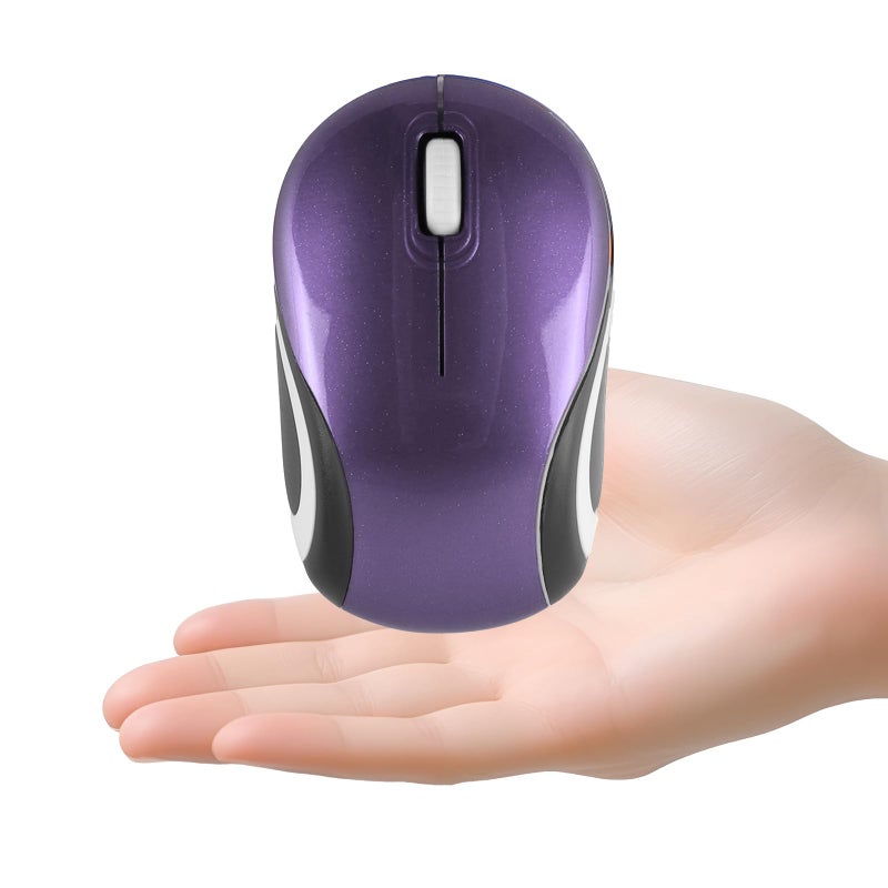 elec Space Mini Small Wireless Mouse for Kids Children 3-7 Years Old Child Size Optical Portable Mini Cordless Mice with USB Receiver for Laptop Computer (Purple) - Image 1